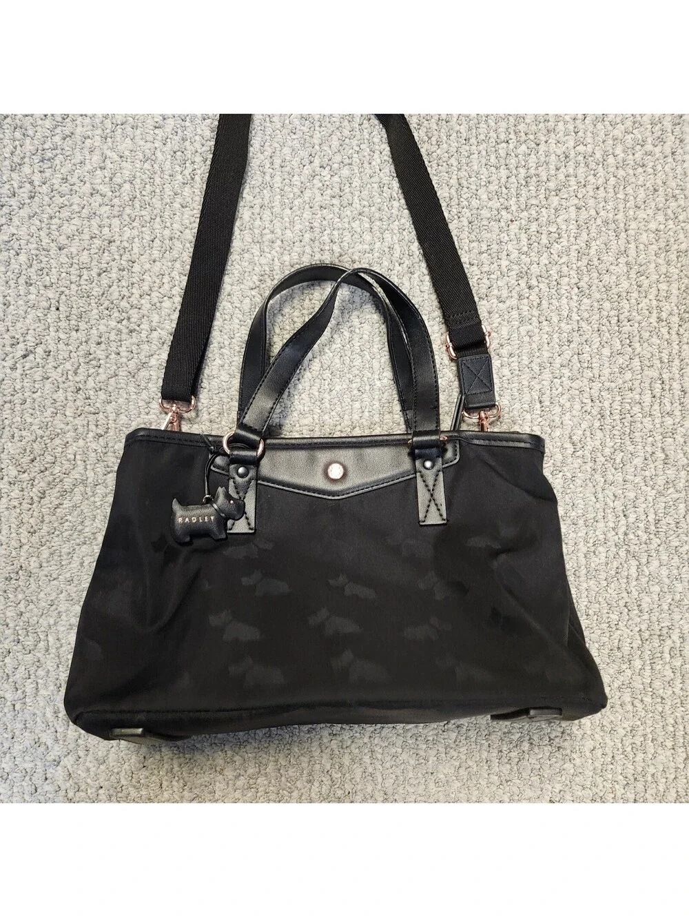 Radley London Black Tote Shoulder Bag with Dog Charm